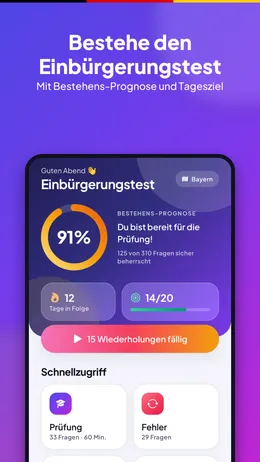 Home screen with pass prediction, streak and daily goal