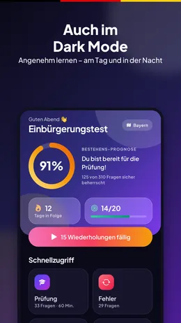 The app in dark mode
